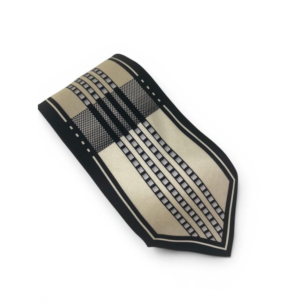 Vintage Enrico Guccini Necktie Geometric Grid Silk‎ Unisex Mobster Retro